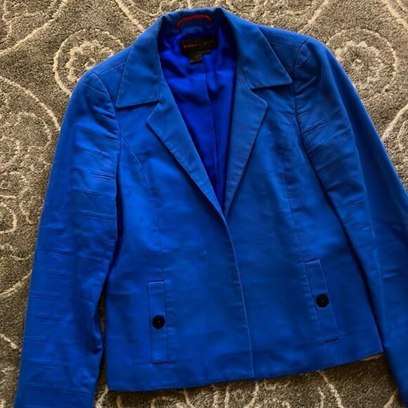 Nina McLemore Size 8 Blue Blazer Jacket Modern Open Front Stretch Office Comfort - Picture 1 of 1